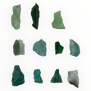 Green to Aqua Toned Slag Glass Cullet Assortment #6A3